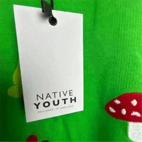 ASOS “Native Youth” Oversized Green Sweatshirt Fox Panda Embroidery Adult Small - Picture 6 of 15